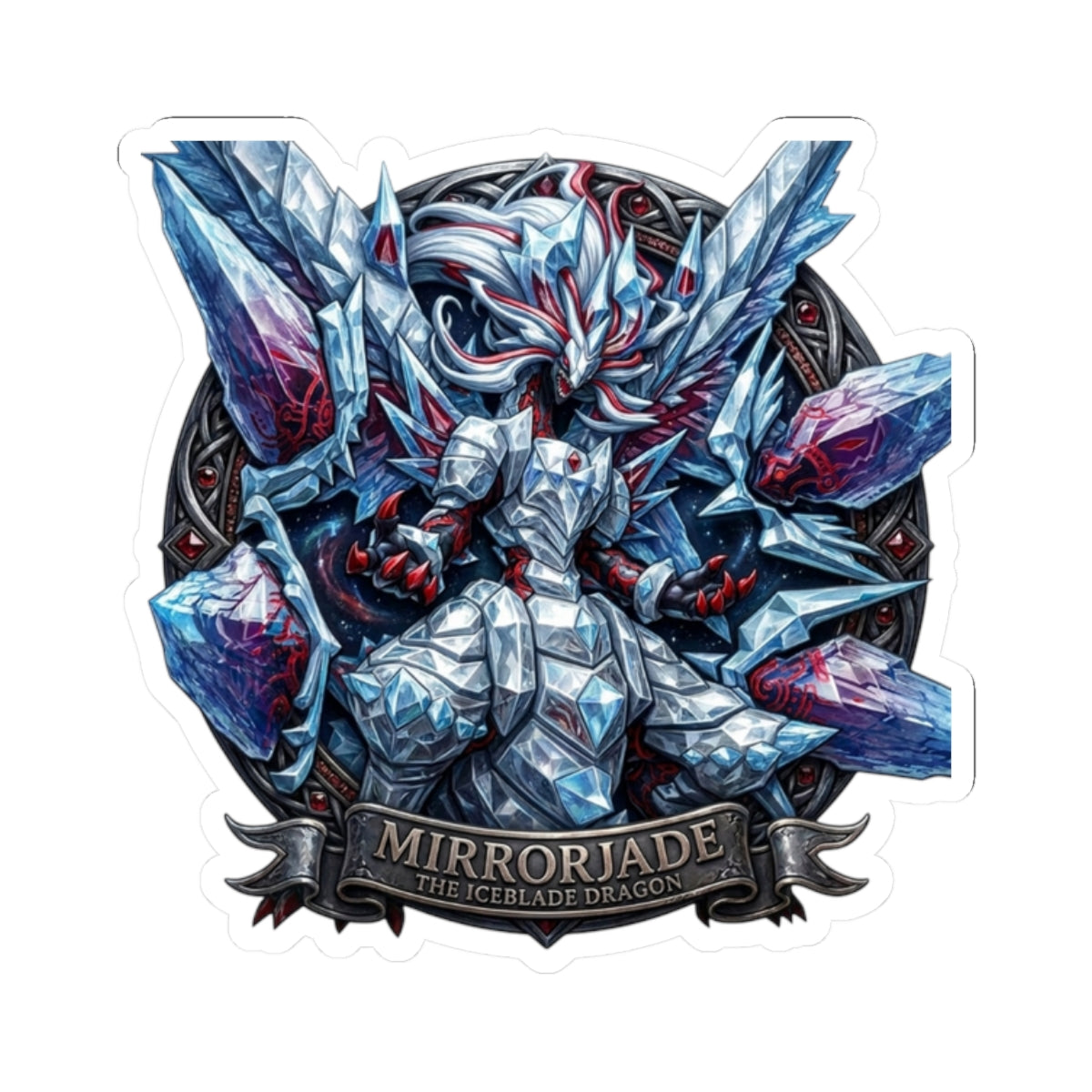 Mirrorjade Iceblade Dragon Kiss-Cut Sticker | Crystal Dragon Art Sticker