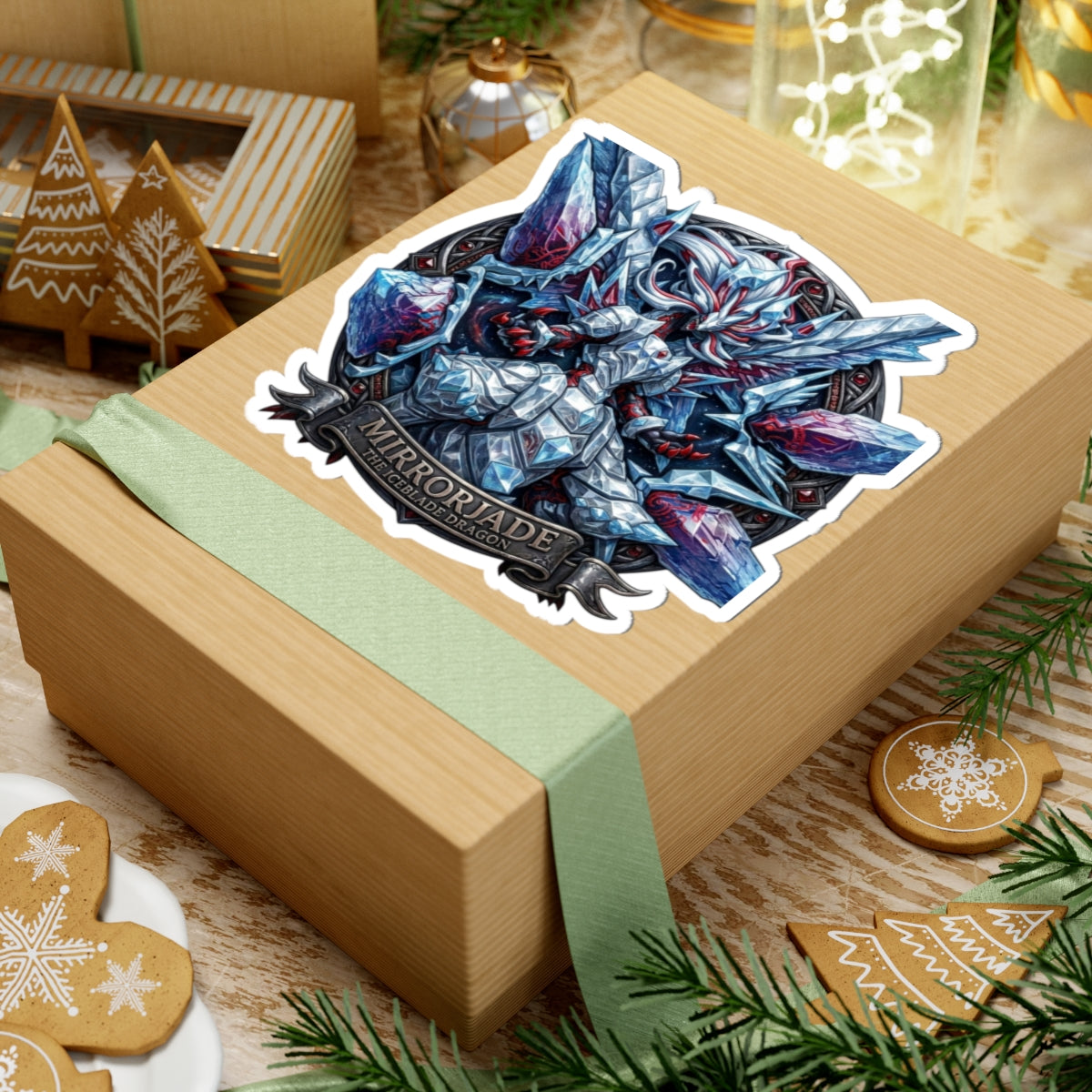 Mirrorjade Iceblade Dragon Kiss-Cut Sticker | Crystal Dragon Art Sticker